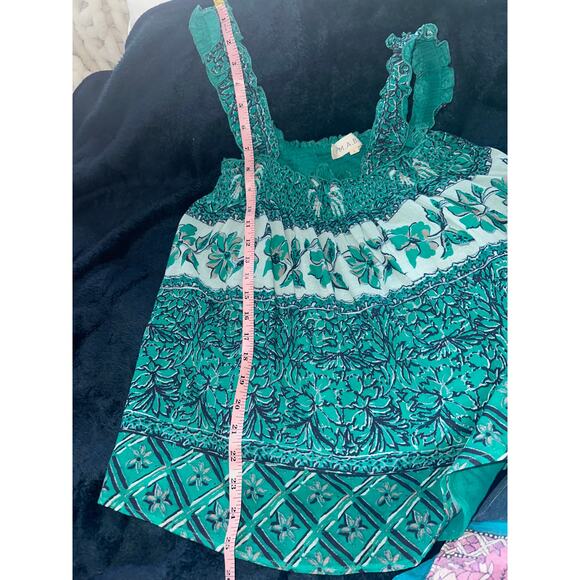M.A.B.E. UK $146 STEVIE BLOCK PRINT RUFFLE BOHO HIPPIE TOP MADE IN INDIA  L - Picture 7 of 7